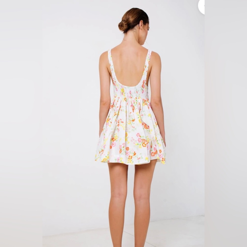 Garden Party Floral Print Shirred Low Back Minidress
S/W/F. Size S
